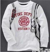 Детская пожарная футболка FIRE DEPT с длинным рукавом
